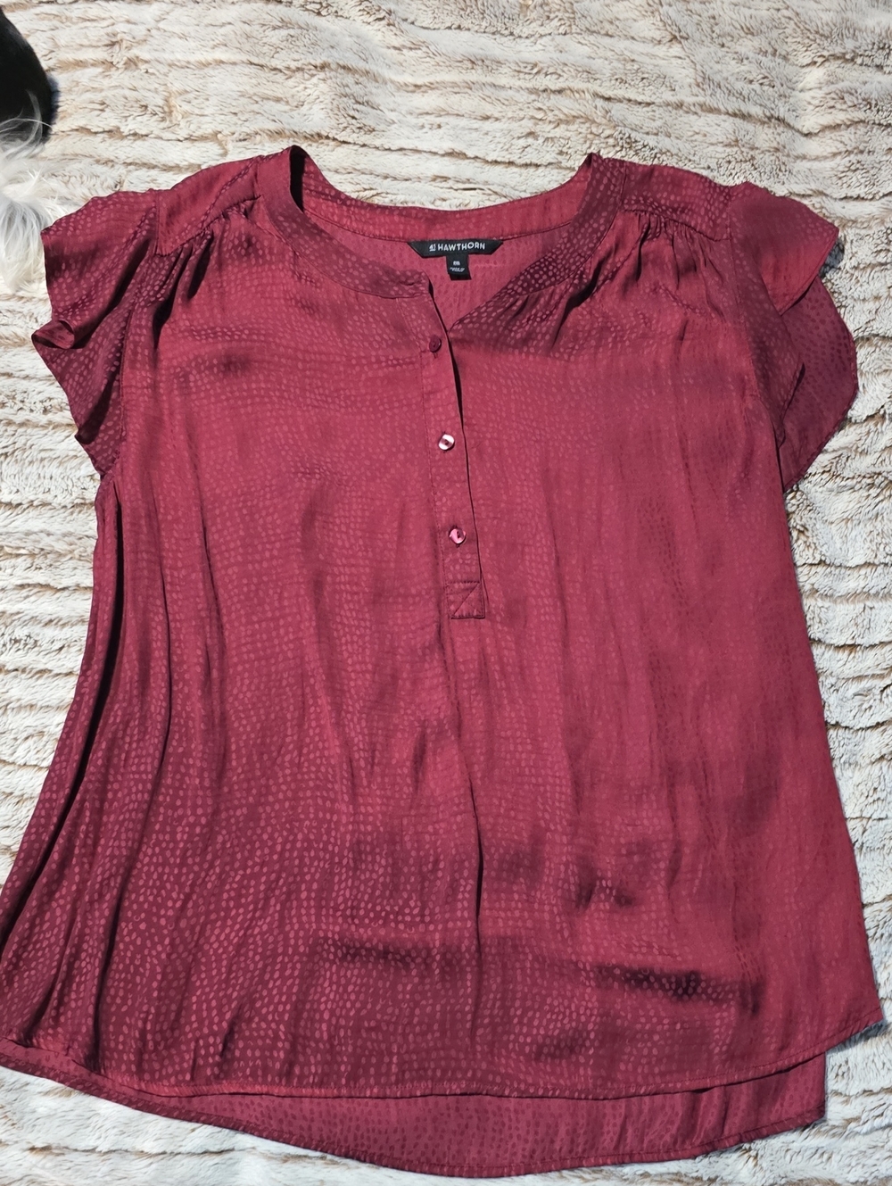 41 Hawthorn Textured Short-Sleeve Henley in Wine